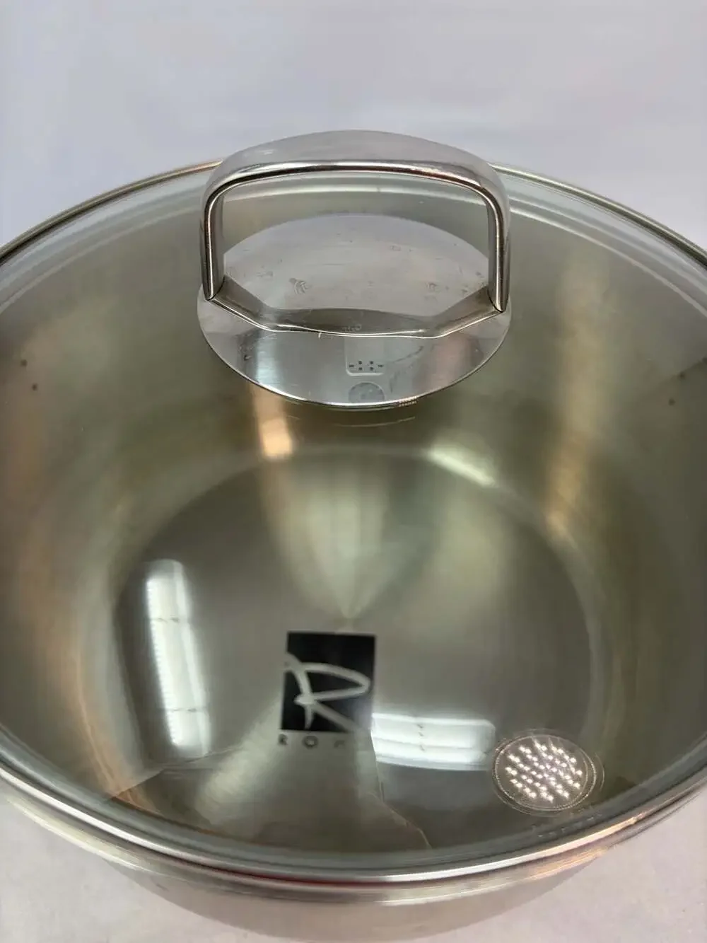 ROHE Stainless Steel 4.0L / 4.2 Quart Stock Pot with Glass Lid side Measurements